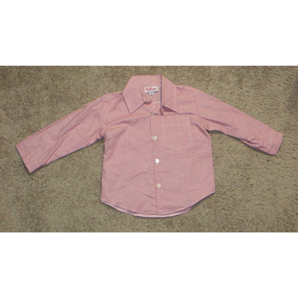 NWT Red Beans White Berry Windowpane Frank Shirt Size 2T